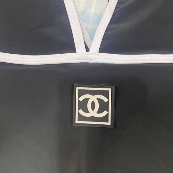Chanel Plunging V-Neck Black And White One-Piece Swimsuit - Picture 4 of 10